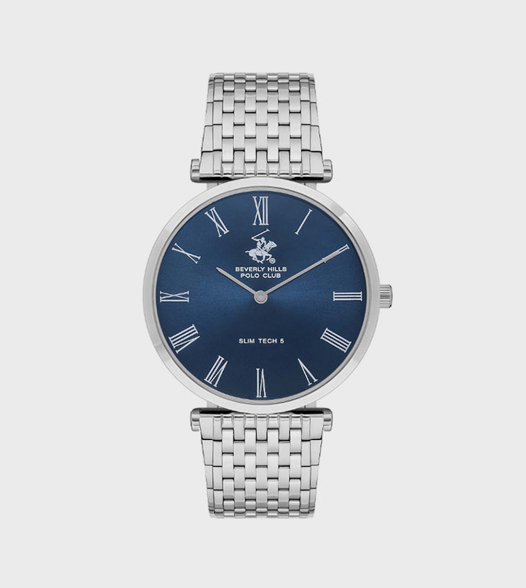 Beverly Hills Polo Club Blue Dial Analog Watch with Metal Strap