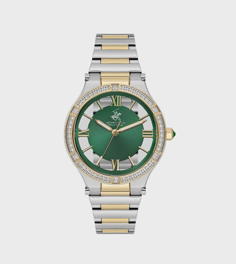 Beverly Hills Polo Club Embellished Metal Strap Analog Watch