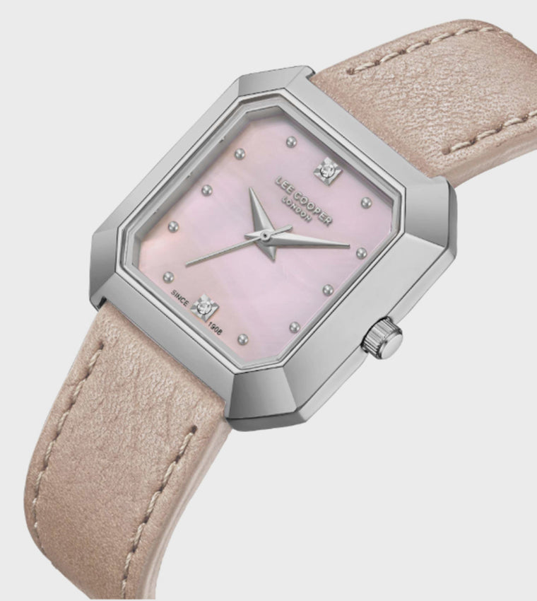 Lee Cooper Pink Dial Leather Strap Analog Watch