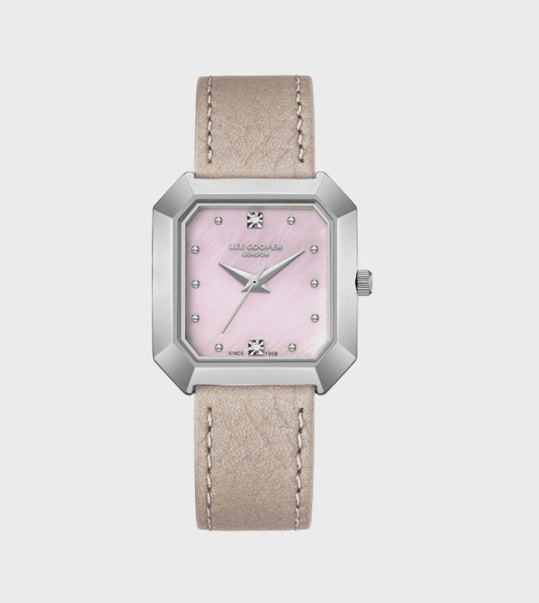 Lee Cooper Pink Dial Leather Strap Analog Watch