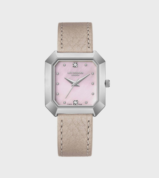 Lee Cooper Pink Dial Leather Strap Analog Watch