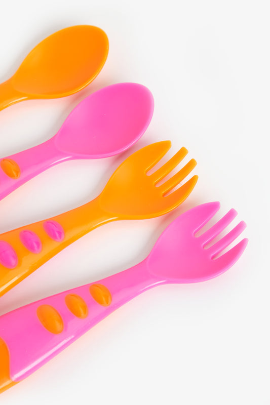 Mothercare Easy Grip Spoon and Fork Set - 4 Pieces Pink
