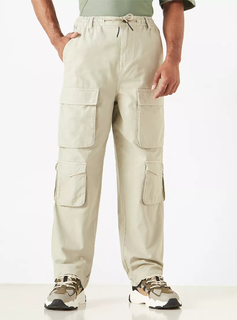Lee Cooper Solid Relaxed Fit Cargo Pants