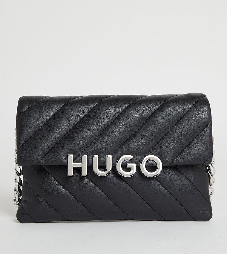 Hugo LIZZIE Quilted Logo Metal Clutch