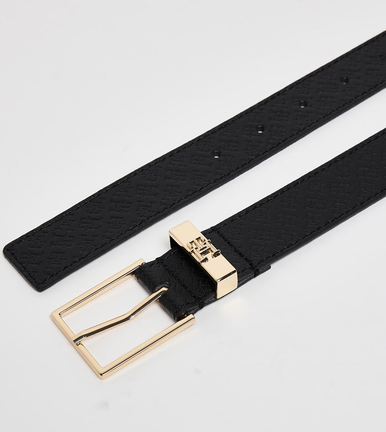 Tommy Hilfiger Logo Detail Leather Buckle Belt (Ladies)