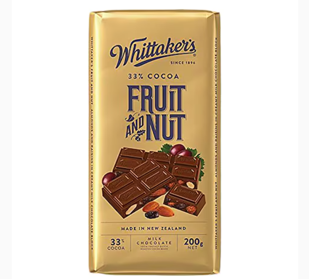 Whittaker's Fruits And Nuts Chocolate Bar 200g