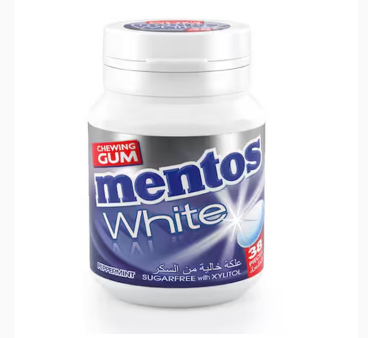 Mentos White Sugar Free Chewing Gum Peppermint Flavour 54g