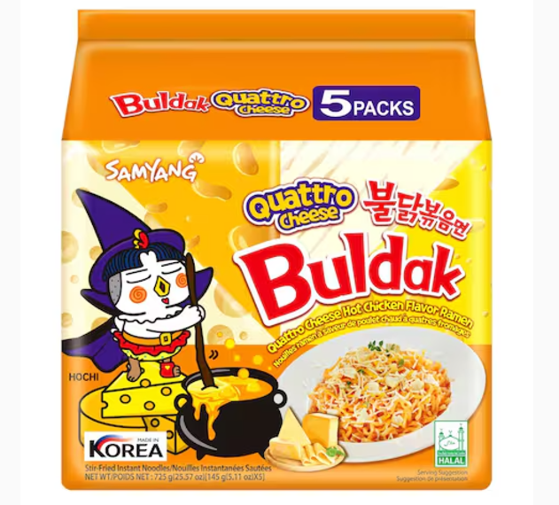 Samyang Quattro Cheese Buldak Hot Chicken Flavour Ramen 145g x5